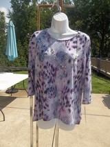 Nwt Alfred Dunner Purple Snake Print Top W Necklace Ps - $24.99