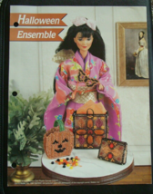 Annie&#39;s Fashion Doll Plastic Canvas Pattern Halloween Ensemble Mask &amp; Bags Vint. - £7.04 GBP