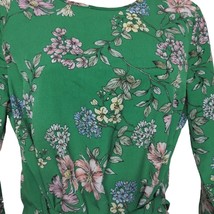 New Look Women&#39;s Sheath Dress Size 6 Green Floral Sash Long Sleeve Boat ... - £26.24 GBP