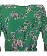 New Look Women&#39;s Sheath Dress Size 6 Green Floral Sash Long Sleeve Boat ... - £26.24 GBP