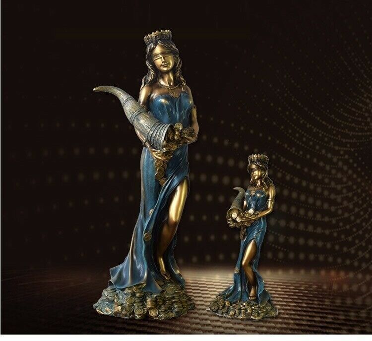 Goddess Figurine Statue Resin Blinded Greek Wealth Plouto LUCKY Sculptur... - $152.09