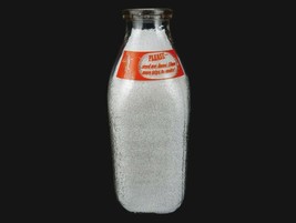 Vintage Glass Quart Milk Bottle, Textured Surface, Square, Servall, Cant... - $14.65