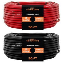 16 Gauge Car Audio Primary Wire (50FtRed,Black) Remote, Power/Ground Electrical - £15.97 GBP