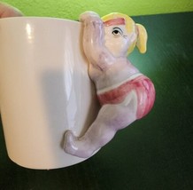 Vintage 1990s Fitz &amp; Floyd Omnibus Japan Chubby Mug Girl Woman Pink - £23.80 GBP