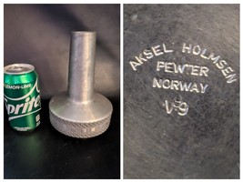 Vintage Aksel Holmsen V9 MCM Norway Pewter Metal Small Round Vase Norweg... - $31.67
