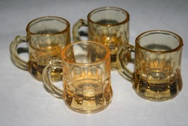 Federal Glass Vintage Miniature Amber Beer Mugs Set of 4 #2484 - £14.47 GBP