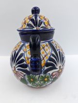 Handpainted  Mexican Folk Art Lidded Jar Castillo Hecho En Mexico Talavera (?) image 2