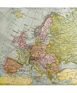 Europe Map Lithograph 1909 Hammond Art Print Russia LGADMap - $40.98