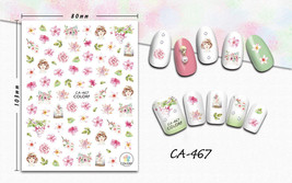 Nail art 3D stickers decal pink white flowers envelope with flowers girl... - £2.55 GBP