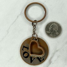 Silver and Gold Tone Metal Love Heart Keychain Keyring - $6.92