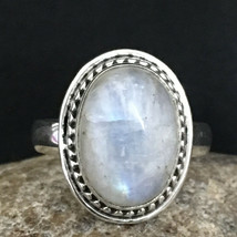 925 Sterling Silver Rainbow Moonstone Handmade Ring SZ H to Y Festive Gift R1232 - £24.30 GBP