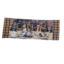 Snowman Tapestry Table Runner 1998 Dollywood Gwinnett Toland Winter Holiday VTG - £19.93 GBP