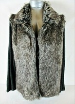 JOSEPH  A. womens Medium L/S brown black FAUX FUR open front sweater jacket B3)P - £13.85 GBP