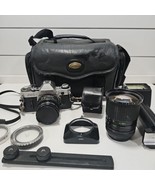 Canon Film Camera AE-1 Program 35mm SLR With 3 Lens Kit Case And Flash - £153.71 GBP