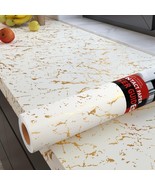 Decotalk 30&quot;x120&quot; White and Gold Wallpaper Peel and Stick White and Gold... - $34.65