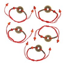 Feng Shui I Ching Ancient Coin Kabbalah Red String Attract Luck Wealth Bracelets - £10.43 GBP