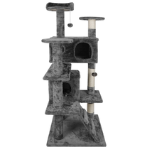 53&quot; Height Cat Tree Scratching Post Condo Tower Playhouse Cave Ladders Dark Gray - £48.44 GBP