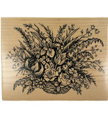 PSX Basket of Flowers Floral Spring Summer Rubber Stamp K-787 Vintage 19... - $30.39 CAD