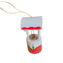 Vintage Red White Christmas Wood Wishing Well &amp; Bucket 3.5&quot; x 2&quot; Tree Ornament - £21.25 GBP
