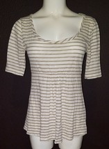 J CREW Striped Shirt Top Size Small 100% Cotton Cream Golden Brown Stripes - £13.25 GBP