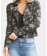 Tart Collections Gracia Moto Jacket Womens Small Camo Print Cropped Knit... - $22.41 CAD