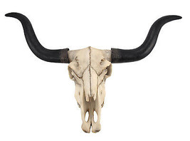Huge Longhorn Cow Skull 27in Wide Resin Long Horn Steer Wall Hanging Decor - £71.05 GBP