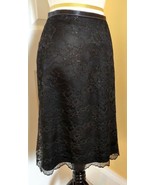 THE LIMITED Elegant Metallic Black Floral Lace Overlay A-line Skirt (0) NOS - $365.04 MXN