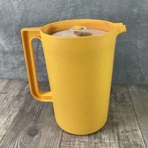 Tupperware Pitcher Push Button Lid 1416-3 Orange 10&quot; Tall 6.5&quot; Wide - $14.24