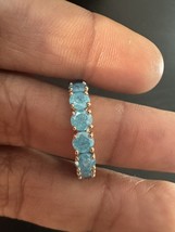 585 RG 14k Stamped Halo Frost Blue Gemstone Size 7 Ring - $911.17 MXN