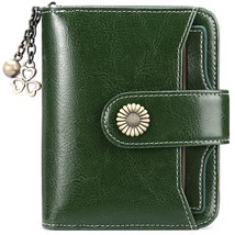 Leather Women Wallet Short Zipper 100% Head Layer hide Card Holder with Chain Cu - £63.41 GBP