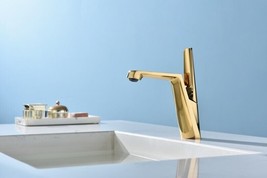 Gold Pvd Single hole  Bathroom Sink Faucet Mixer Tap deck mounted New - £79.12 GBP