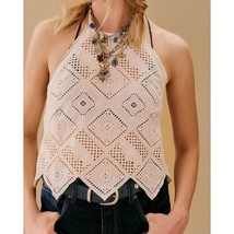 Free People Eyelet Hankie Halter Top Crochet Lace Boho Chic Festival Wom... - $38.61