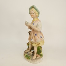 Homco Farmhouse Country Girl With Blue Birds Porcelain Figurines 8880 SGJHS - £9.59 GBP