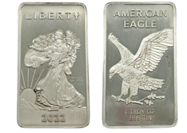 1 TROY OUNCE/OZ .999 Pure Precious Metal Walking Liberty Eagle Tin Bar Silver - £15.80 GBP
