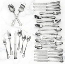 Lenox Shelby Tumbled Finish 50 PC. Stainless 18/10 Flatware Service/8 Rustic New - £129.70 GBP