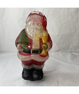 Glass Santa Claus carrying tree sack 9.25&quot; Hand Painted topper luminary ... - £45.95 GBP
