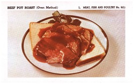 Vintage 1950 Beef Pot Roast Print Cover 5x8 Crafts Food Decor - £15.86 GBP