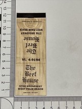 Vintage Matchbook Cover The Beef House  restaurant  West Palm Beach, FL  gmg - £9.78 GBP