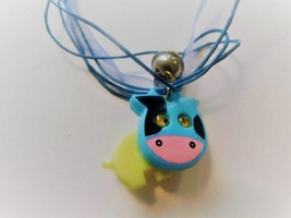 Colorful friendly Cow Animal Necklaces with Ribbon Cord, Children jewelry - £9.28 GBP