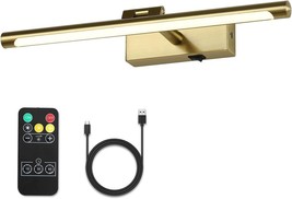 Picture Lights for Wall Dimmable 15.75&quot; Inch Long Brass Gold Wireless Picture Li - £31.12 GBP