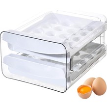 NW Egg Baskets Holder 40 Grid Storage Drawer Container Fridge Clear Double-Layer - £15.92 GBP
