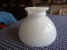 White Hobnail Milkglass Student Lamp Shade - Bottom Fitter 7-15/16&quot; - £9.41 GBP