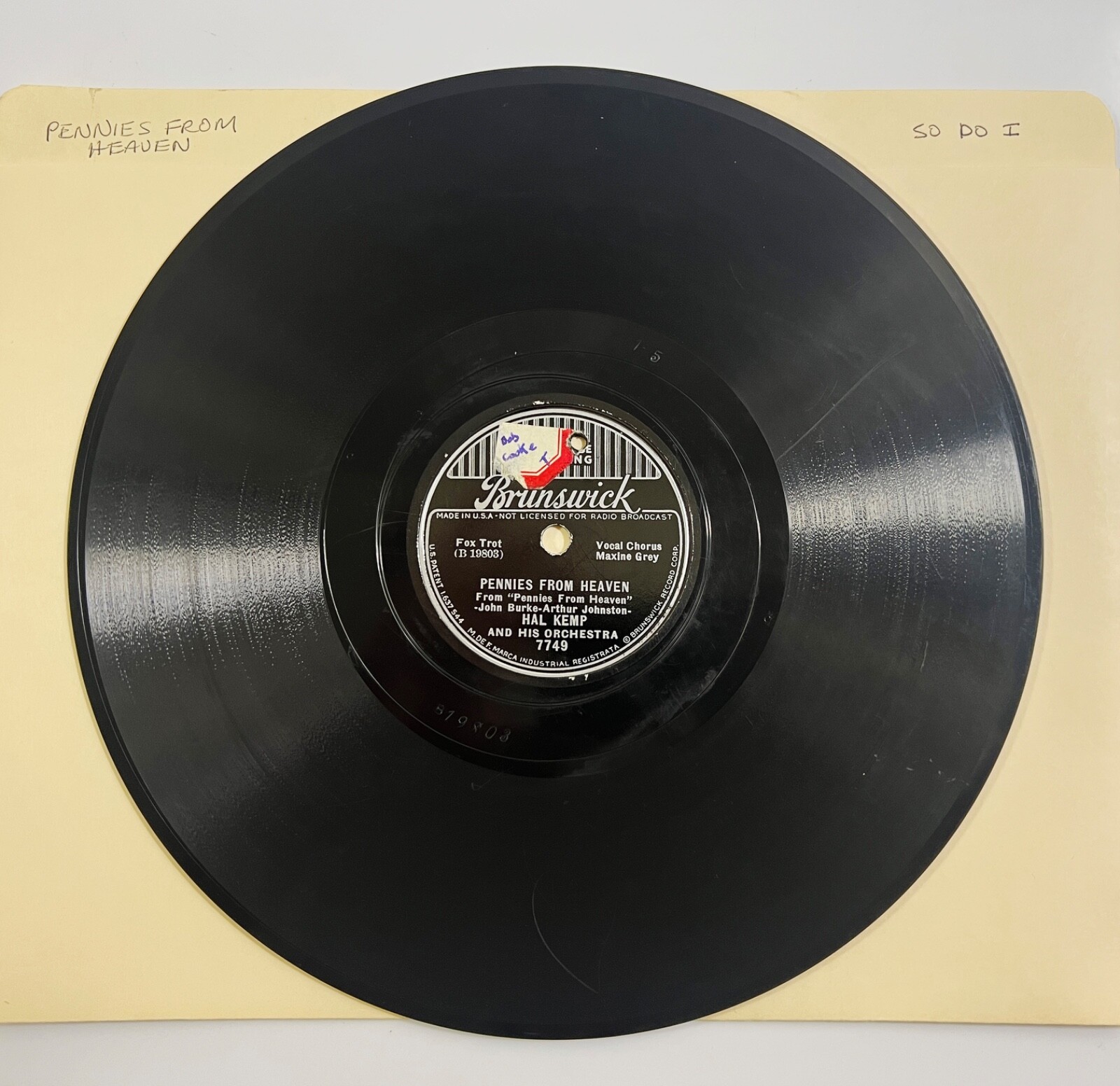 HAL KEMP SO DO I / PENNIES FROM HEAVEN 10&quot;, 78RPM - $14.84
