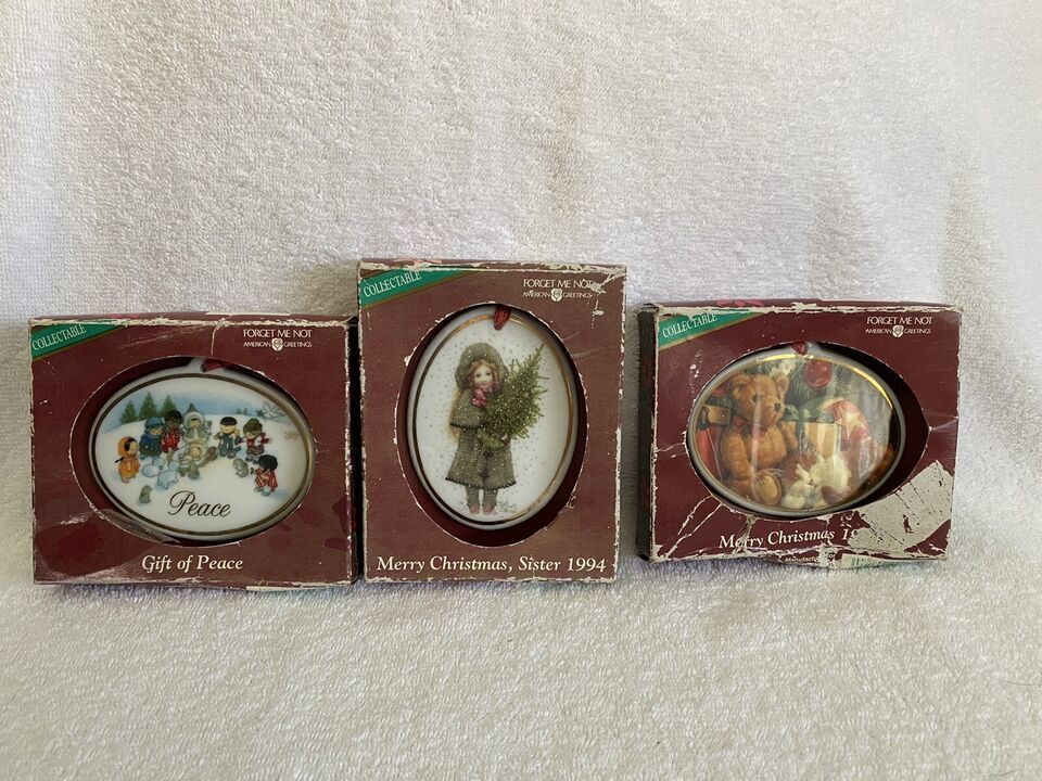 Lot Of 4 - Vintage 1994 American Greetings Ornament Merry Christmas Sister Peace - $7.87