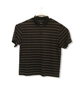 NIKE GOLF Shirt DRI-FIT Black White Striped Short Sleeve Polo Mens XL - £14.62 GBP