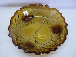 Tiara Glass Crystal Burnt Honey Pear Nappy Bowl #139 - $5.99