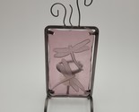 Amethyst Purple Glass Dragonfly Panel Cast Iron Tea Light Candle Holder ... - $11.87