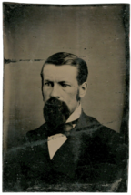 Tintype Photo of a Man with an Extremely Thick Black Goatee - Mid 1880s - £7.56 GBP