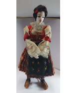 Vintage Handmade Folk Art Asian doll, Cloth with leather shoes. - $7.99