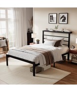 Sha Cerlin Twin Size Bed Frame With Headboard Shelf, Heavy Duty Platform... - £82.46 GBP